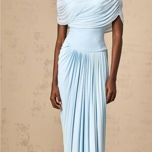 Miss Rosier Catherine asymmetric pleated maxi dress